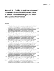 Appendix 3  3–1  Appendix 3.  Profiles of the 1-Percent Annual Exceedance Probability Flood and the Flood of Tropical Storm Irene of August 2011 for the Ottauquechee River, Vermont