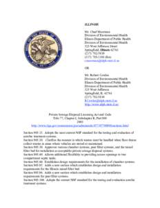 ILLINOIS Mr. Chad Moorman Division of Environmental Health Illinois Department of Public Health Division of Environmental Health 525 West Jefferson Street