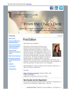 Having trouble viewing this email? C lick here  Fall 2012 In This Issue New Faculty