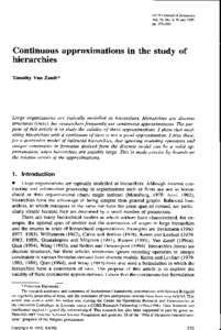 RAND Journal of Economics Vol. 26. No. 4. Winter 1995 ppContinuous approximations in the study of hierarchies