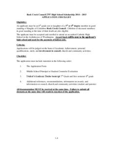 Rock Creek Council 2797 High School Scholarship 2014 – 2015 APPLICATION CHECKLIST Eligibility: