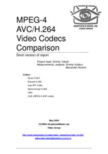 MPEG-4 AVC/H.264 Video Codecs Comparison