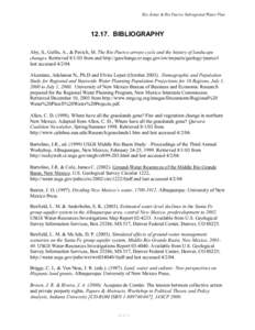 Río Jemez & Río Puerco Subregional Water Plan[removed]BIBLIOGRAPHY Aby, S., Gellis, A., & Pavich, M. The Rio Puerco arroyo cycle and the history of landscape changes. Retrieved[removed]from and http://geochange.er.usgs.