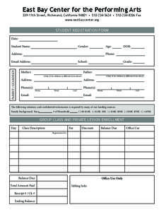 East Bay Center for the Performing Arts 339-11th Street, Richmond, California 94801  •  [removed]  •  [removed]Fax www.eastbaycenter.org