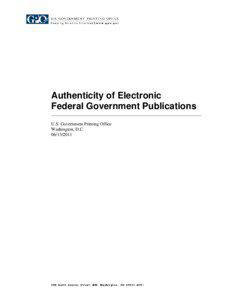 Authenticity of Electronic Federal Government Publications __________________________________________________________________