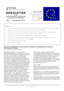 NEWSLETTER to the National Reference Laboratories for Antimicrobial Resistance  No. 7 – December 2013