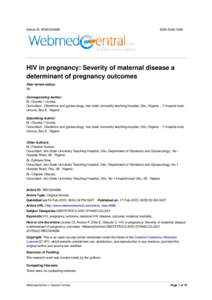 Article ID: WMC004686  ISSN[removed]HIV in pregnancy: Severity of maternal disease a determinant of pregnancy outcomes