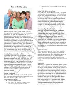   Keys to Healthy Aging Pneumococcal polysaccharide vaccine after age 65