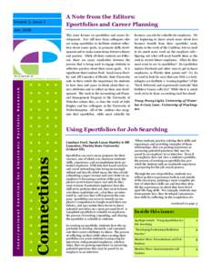 Volume 3, Issue 3  A Note from the Editors: Eportfolios and Career Planning  July 2008