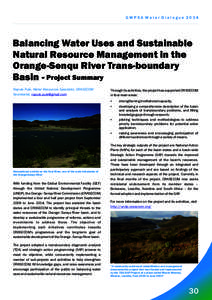 GWPSA Water DialogueBalancing Water Uses and Sustainable Natural Resource Management in the Orange-Senqu River Trans-boundary Basin - Project Summary