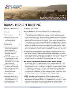 ARIZONA  RURAL HEALTH OFFICE Volume X, Issue 5, October[removed]MEL AND ENID ZUCKERMAN COLLEGE OF PUBLIC HEALTH