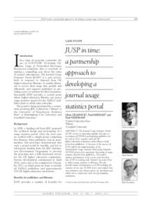 JUSP in time: a partnership approach to developing a journal usage statistics portal  109 Learned Publishing, 24:109–114 doi: