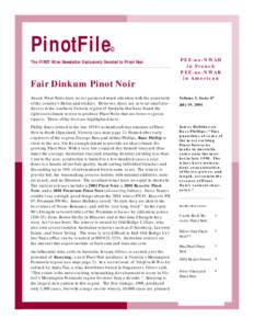 PinotFile  © The FIRST Wine Newsletter Exclusively Devoted to Pinot Noir