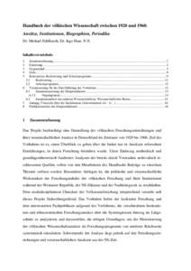 Handbuch der völkischen Wissenschaft zwischen 1920 und 1960: Ansätze, Institutionen, Biographien, Periodika Dr. Michael Fahlbusch, Dr. Ingo Haar, N.N.