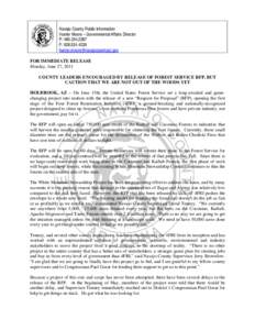 Microsoft Word - Press Release - Navajo County - FOUR FOREST RESTORATION INITITATIVE TAKES KEY STEP _2_.doc