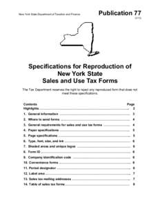 New York State Department of Taxation and Finance  PublicationSpecifications for Reproduction of