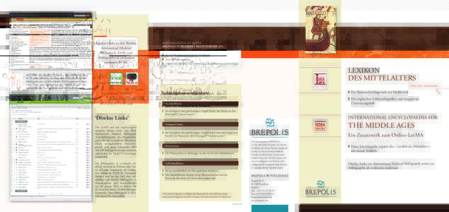 Direkte Links zu den Werken International Medieval Bibliography (IMB) und Bibliographie de civilisation médiévale (BCM).
