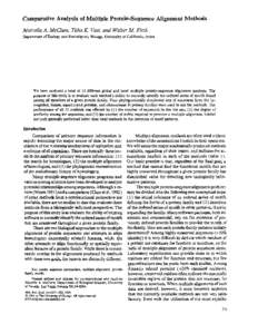 Comparative Analysisof ,Multiple Protein-Sequence AlignmentMethods Marcella A. MKiure, Taha K. Vasi,and Walter M. Filch Department of Ecology and Evolutivnary Biology, University of California, Irvine We have analyzed a 