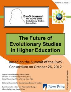 Volume 6, Issue 1  EvoS Journal The Journal of the Evolutionary Studies