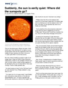 Suddenly, the sun is eerily quiet: Where did the sunspots go?