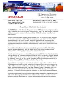 U.S. Department of the Interior  NEWS RELEASE NEWS MEDIA CONTACT  Eileen Angelico, [removed]