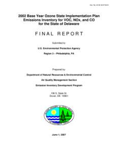 2002 Base Year Ozone State Implementation Plan