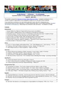 On the Horizon ▪ A l’Horizon ▪ En el Horizonte A practical bulletin on what is ahead in the field of business & human rights Issue 25 – April 2012 This bulletin is prepared by Business & Human Rights Resource Cen