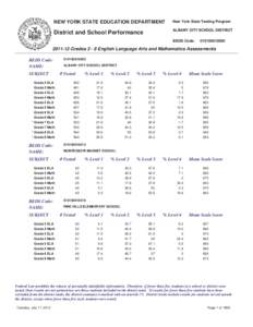 NEW YORK STATE EDUCATION DEPARTMENT  New York State Testing Program District and School Performance