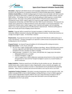 NASA Kentucky Space Grant Consortium 2013 Request for Proposals