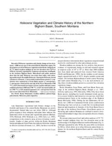 Quaternary Research 58, 171–doi:qresHolocene Vegetation and Climate History of the Northern Bighorn Basin, Southern Montana Mark E. Lyford1