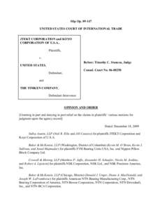 Koyo Seiko / Economy of Japan / JTEKT / Timken Company / NSK Ltd. / Dumping / Zeroing / Koyo / Countervailing duties / Business / International trade / NTN Corporation