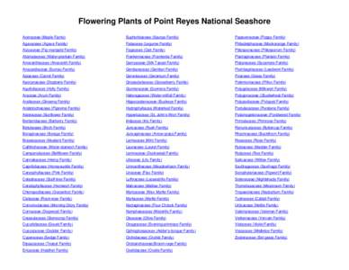 Flowering Plants of Point Reyes National Seashore Aceraceae (Maple Famly) Euphorbiaceae (Spurge Family)  Papaveraceae (Poppy Family)