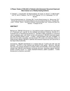 A Phase I Study of VB4-845 in Patients with Advanced, Recurrent Head and Neck Cancer on a Weekly Dosing Scheme