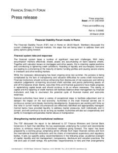 FINANCIAL STABILITY FORUM  Press release Press enquiries: Basel +[removed]