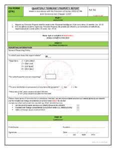 FIU FORM QTR1 QUARTERLY TERRORIST PROPERTY REPORT Made in accordance with the Provisions of Sectionof the