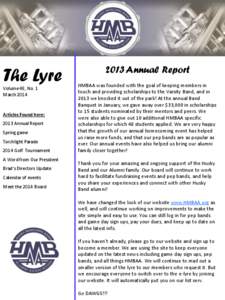 The Lyre Volume 48, No. 1 March 2014 Articles Found here: 2013 Annual Report