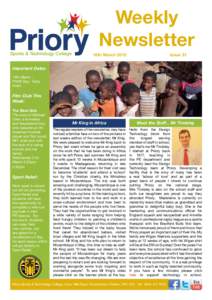 Weekly Newsletter 16th March 2012				  Issue 21