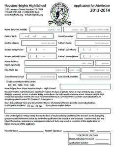 Houston Heights High School  Application for Admission[removed]