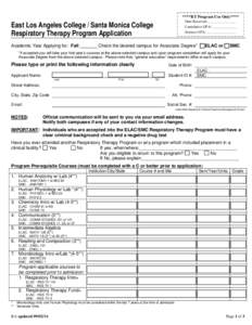 ****RT Program Use Only**** Date Received: _______________ Cumulative GPA: _____________ Science GPA: ________________  East Los Angeles College / Santa Monica College