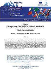 Egypt: Changes and Challenges of Political Transition Maria Cristina Paciello