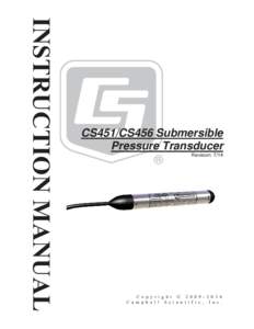 CS451/CS456 Submersible Pressure Transducer Instruction Manual