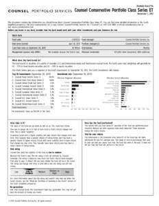 FUND FACTS  Counsel Conservative Portfolio Class Series ET November 1, 2013