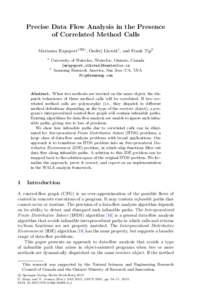 Precise Data Flow Analysis in the Presence of Correlated Method Calls Marianna Rapoport1(B) , Ondˇrej Lhot´ ak1 , and Frank Tip2 1