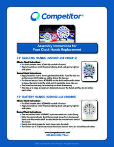 ®  Assembly Instructions for Pace Clock Hands Replacement 31” ELECTRIC HANDS (#and #Minute Hand Instructions