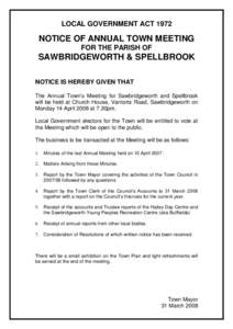 Local government in the United States / Meetings / United States / Government / Sawbridgeworth / Spellbrook / Annual general meeting / Town meeting