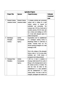 1.  Agriculture Projects Project Summary  Project Title