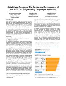 Data-Driven Rankings: The Design and Development of the IEEE Top Programming Languages News App Nicholas Diakopoulos Stephen Cass