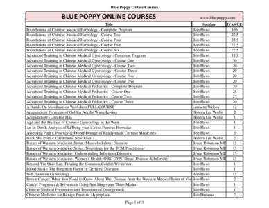 Blue Poppy Online Courses  BLUE POPPY ONLINE COURSES