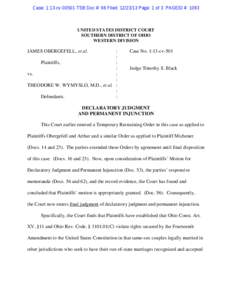 Case: 1:13-cv[removed]TSB Doc #: 66 Filed: [removed]Page: 1 of 3 PAGEID #: 1093  UNITED STATES DISTRICT COURT SOUTHERN DISTRICT OF OHIO WESTERN DIVISION