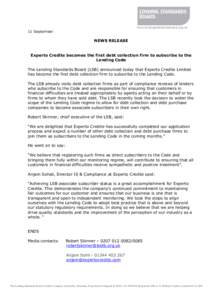 www.lendingstandardsboard.org.uk  11 September NEWS RELEASE